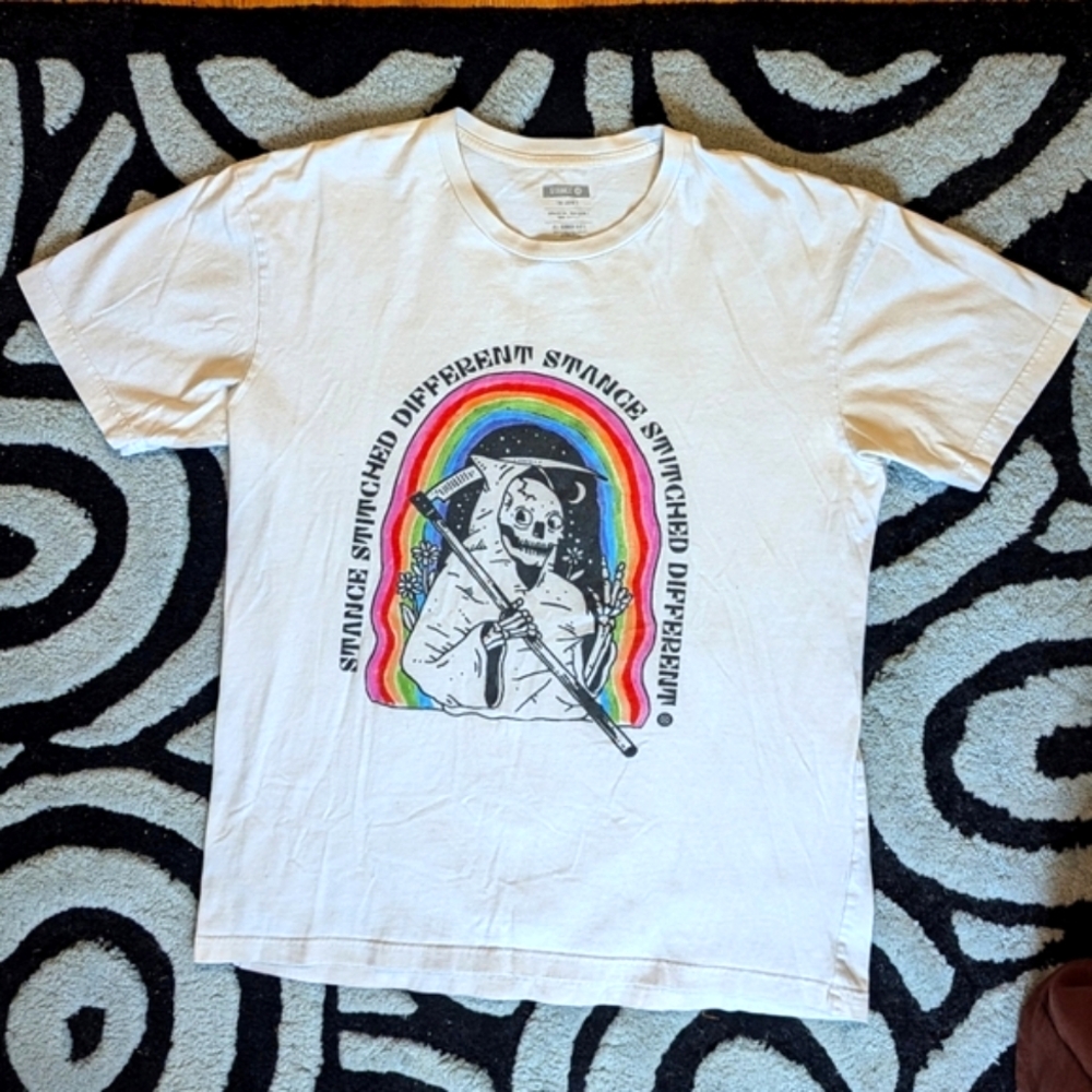 Stance White Graphic T-Shirt- size Large
